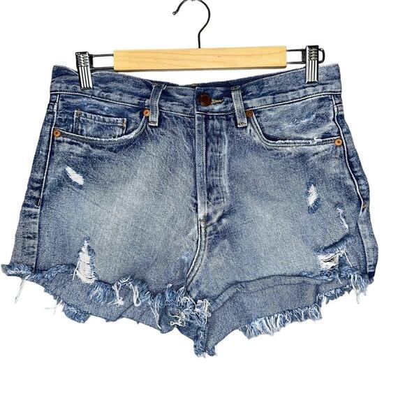 Blank NYC Light Wash Distressed Jean Shorts High Rise Blue Size 28 - Picture 1 of 4